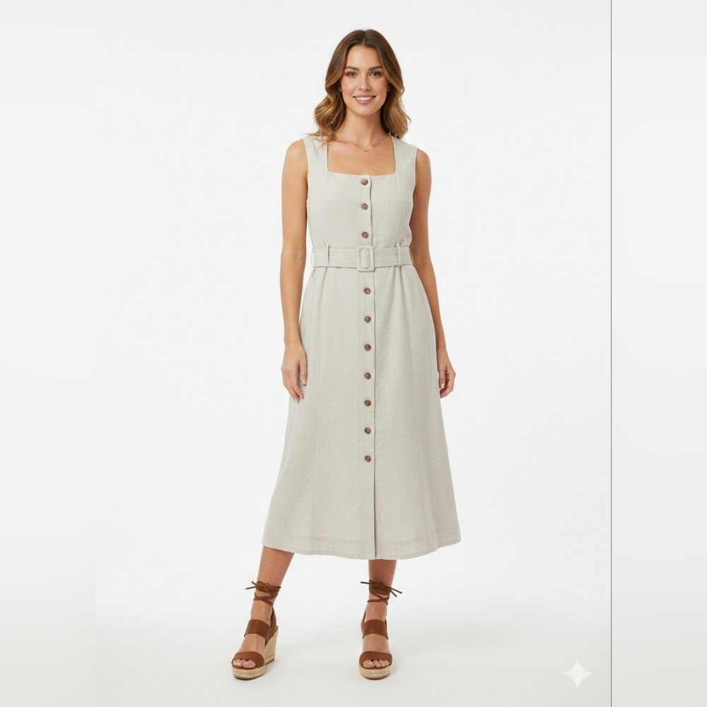 NWT Banana Republic Linen Button-Down Midi Dress